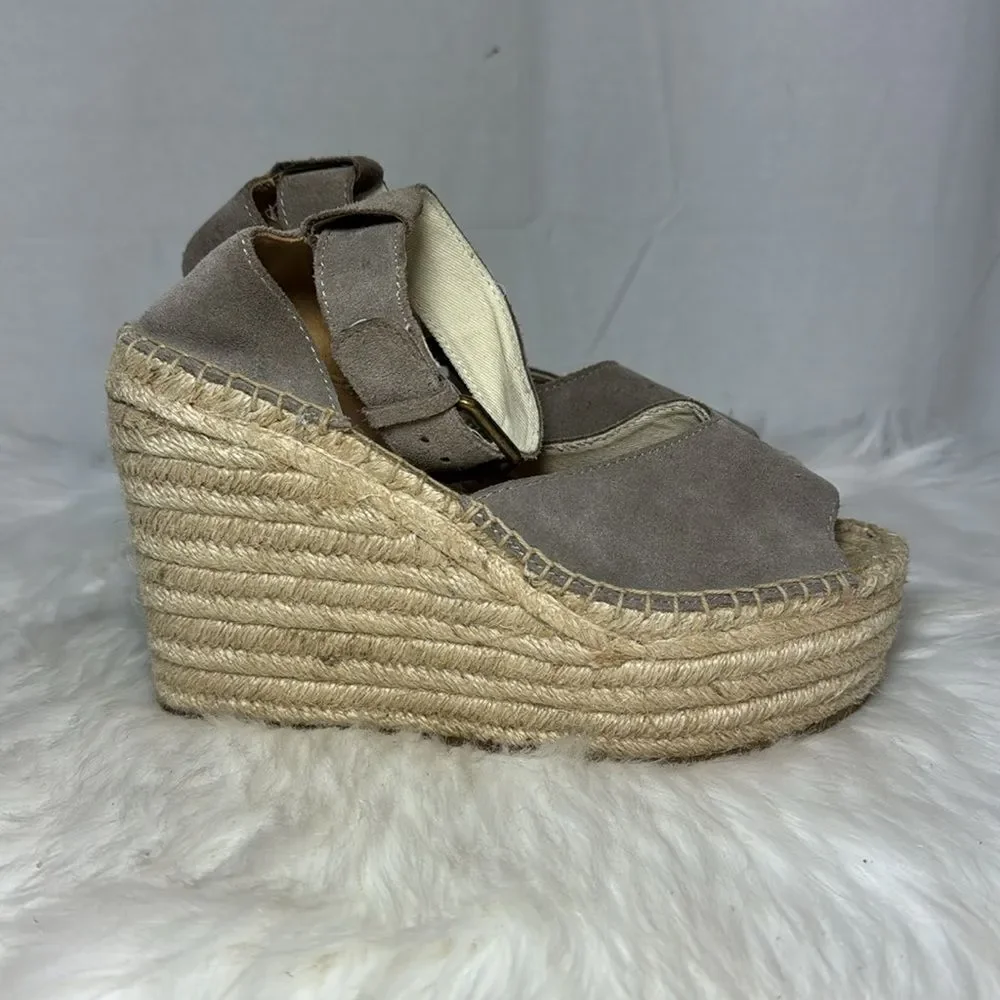 Soludos Positano Ash Suede‎ Ankle Strap Wedge Epadrilles Sz 6